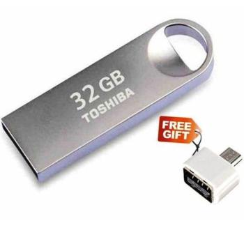 2.0 32GB Metallic Pendrive + Free OTG Adapter - Silver