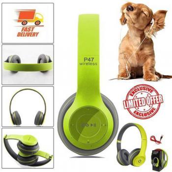 Sleek Bluetooth Headphone With Fm Radio -Lemon Green