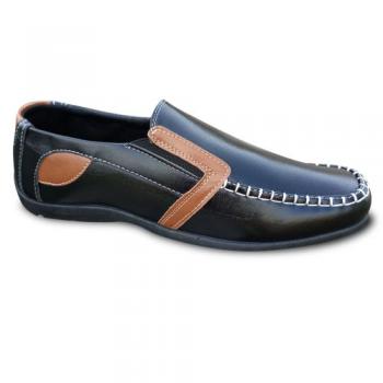 Slip On Leather Loafers - Black / Brown