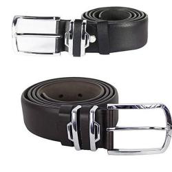 2 Set of Leather Belts - Black