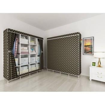 Portable Wardrobe - 12 Shelves - 2 Hangers - Black/Gold