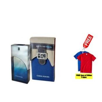 Active Man Eau de Parfum Spray - 80ml Plus Free 2 Piece Gildan T-shirt