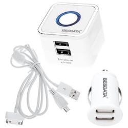 2 Ports USB 3.1A  Adapter Wall/Travel Charger 2.1A Car