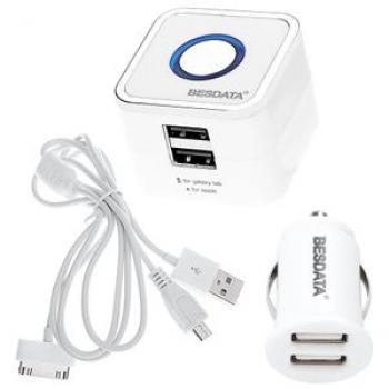2 Ports USB 3.1A  Adapter Wall/Travel Charger 2.1A Car