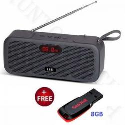 Rechargeable L8s Portable Bluetooth Speaker - Black + Free 8GB Pen Drive