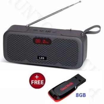 Rechargeable L8s Portable Bluetooth Speaker - Black + Free 8GB Pen Drive