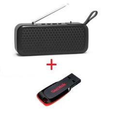 Rechargeable L8 Portable Radio Bluetooth Speaker - Black + Free 8GB Pen Drive