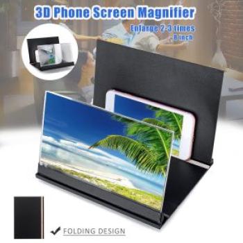 8` Inch 3D Phone Screen Magnifier Stereoscopic Amplifying Desktop Wood Bracket