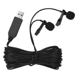 6m/20ft USB Dual-head Lavalier Lapel Microphone