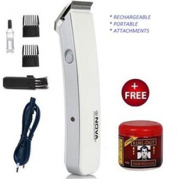 Rechargeable Hair & Beard Trimmer - 240V + Free Hair Cream - 100g