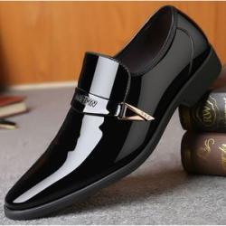 Italian Men`s Dress Shoes Custom Rhinestone Business Loafers