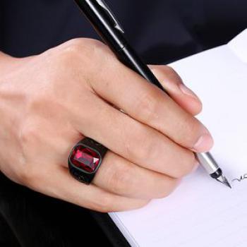 Delicate Male Wedding Titanium Steel Ring Black & Red