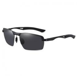 Mens Half Rim Polarized Sunglasses Metal Frame Sun Glasses
