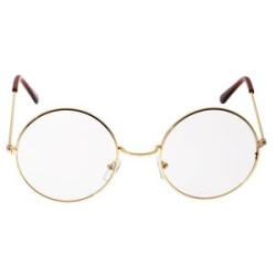 Vintage Women Men Metal Frame Clear Lens Round Circle Eye Glasses Gold