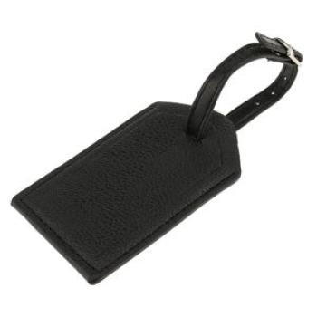 Luggage Bag Tags Suitcase Labels PU Leather ID Tags Name Card Black