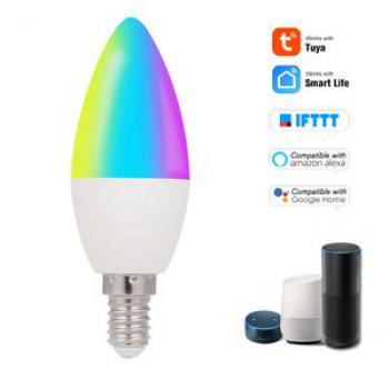 WiFi Smart  RGB+W+C LED Candle  5W E14 Dimmable Light Phone