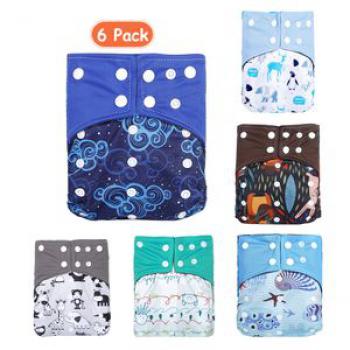 Baby Cloth Diapers Pack of 6 Adjustable Washable Resuable