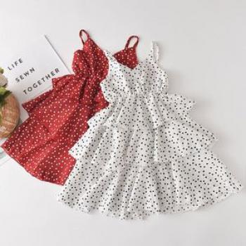 Girls Casual Dresses Kids Polka Dot Costumes Tiered
