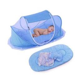 Portable Baby Bed With Net - Blue