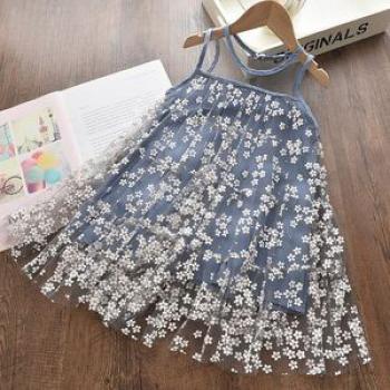 Baby Girls Mesh  Dresses Kids Floral Skirt Children Clothes