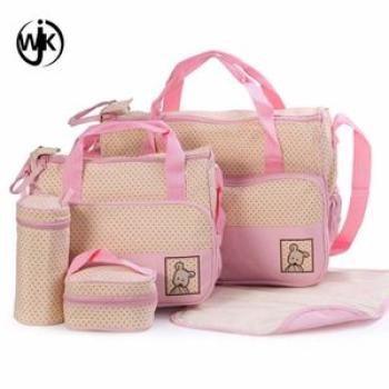 Practical Diaper Bag Set - 5 Pieces - Pink