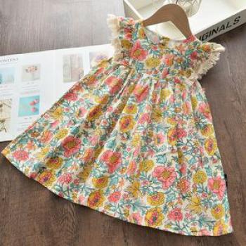 Girls Floral Dresses Flowers Costumes Sleeveless Clothing