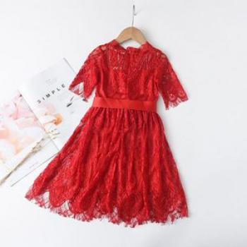 Baby Girls Dress Children Clothes Lace Bow Kid Solid Costume