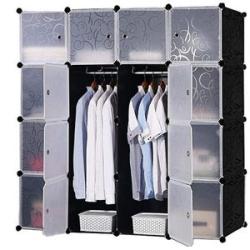 16 Cubes Plastic Wardrobe - Black/White