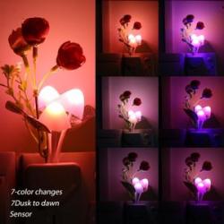US PLUG Sensor Led Night Light, Color Changing Plug-in LED Mushroom Dream Bed Lamp