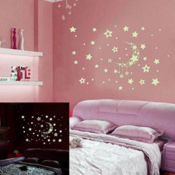 Night Starry Sky Moon Stars DIY Glow in The Dark Luminous