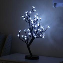 P-TOP White Light 48-LED Plum Blossom Desktop Bonsai Tree Light - Transparent + Black