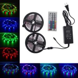 10M 3528 RGB 600leds SMD LED Light Strip Kit+44 key IR+12V 5A Power Supply