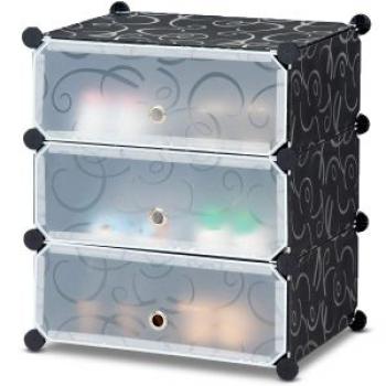 3 Cubes Shoe Rack - Black/White