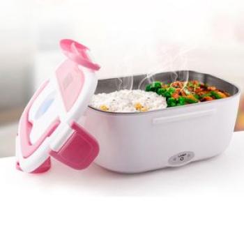 Multipurpose Electric Lunch Box - White/Pink