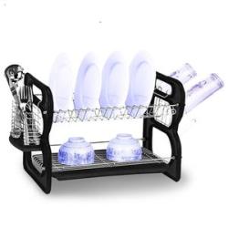 2 Tier Stainless Dish/Plate Drainer Rack - Silver