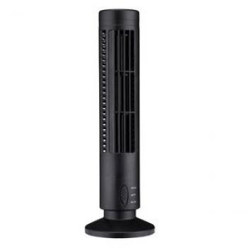 Tower Type USB Electric Fan Leafless Air-conditioning Fan (Black)
