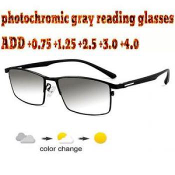 Business Metal Photochromic For Men Reading Glasses +1 To +4