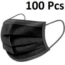3 Layer Disposable Protective Face Mask - Black- 100 Pieces