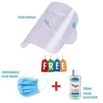 Face Shield + Nose Mask + 50ml Hand Sanitizer - Transparent