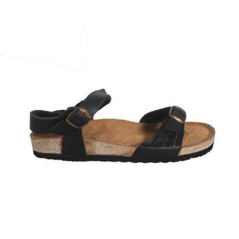 Leather Ankle Strap Sandals - Black