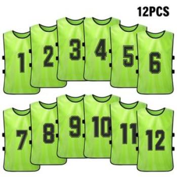 12PCS Kid`s Football Pinnies Quick Drying Soccer Jerseys