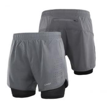 Lixada Men`s 2-in-1 Running Shorts Quick Drying Breathable
