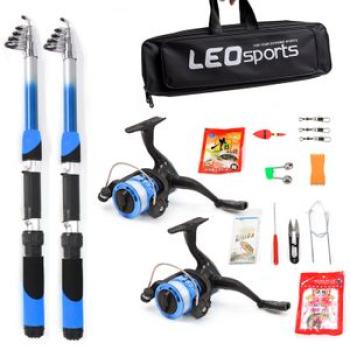 Fishing Rod Reel Combo Full Kit With 2PCS 2.1m Telescopic