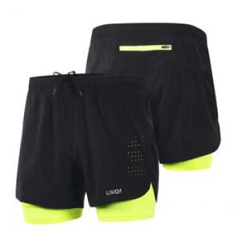 Men`s 2-in-1 Running Shorts Quick Drying Breathable
