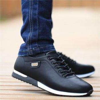 Men`s New Fashion Lace-up Casual Leather Shoes-Black