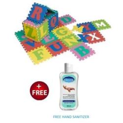 Puzzle Mat for Alphabets & Numbers - Multicolour + Free 50ml Hand Sanitizer