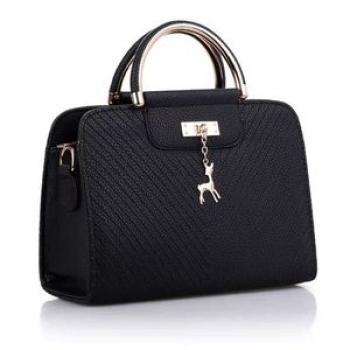Women`s Fashion Leather Hand Bag -black