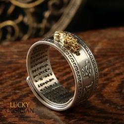 Pixiu Charms Ring Feng Shui Amulet Wealth Lucky Open Adjustable Ring