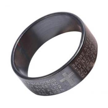 Couple Titanium Steel Cross Bible Text Finger Ring-Black