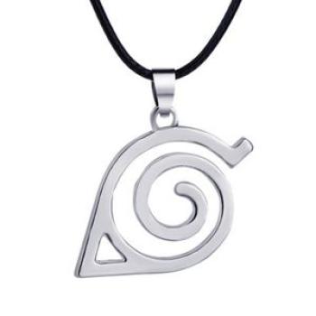 Unique Unisex Metal Anime Naruto Logo Pendant Necklace Cosplay Hokage Accessory-Silver